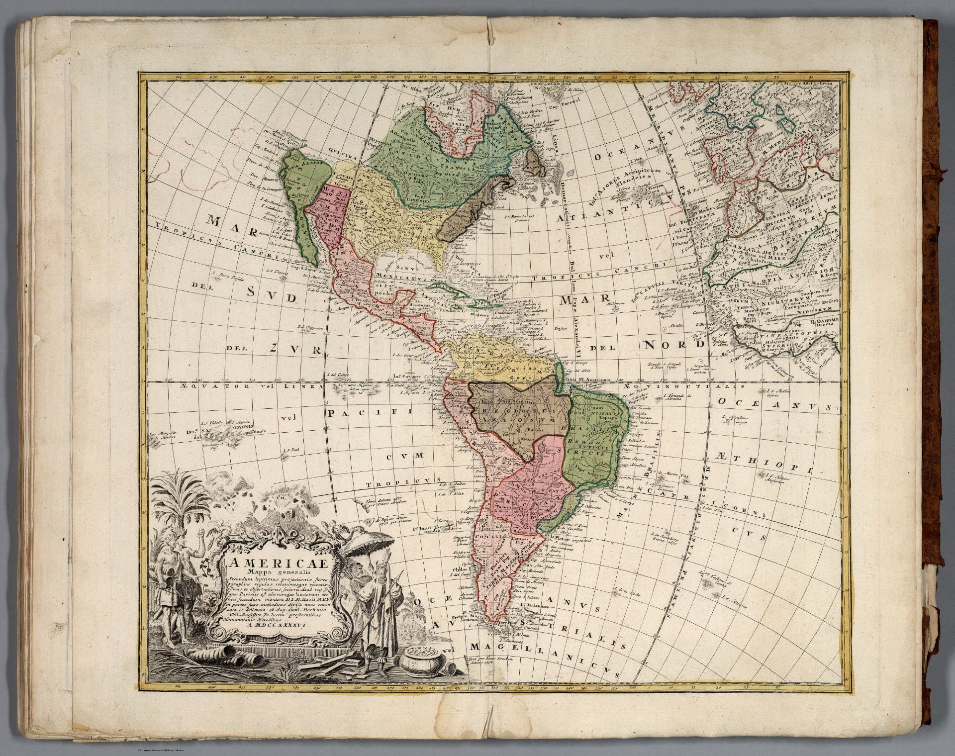 A 1746 German-produced map of the Americas.