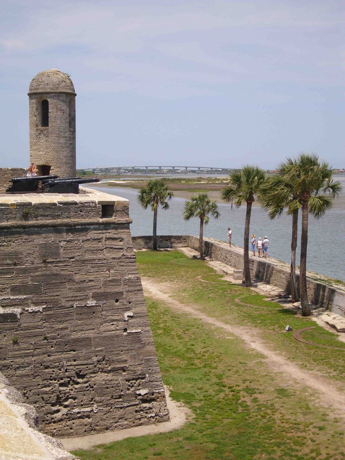 A photograph from the walls of Fort San Marcos looking at one of the corner towers