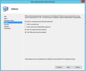 New Deployment Share Options