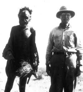 Frank Reeves with an Aboriginal guide at the Crater in 1944